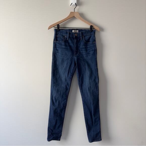 Madewell 10” High Rise Skinny Jeans Dark Wash denim zip button pockets belt loop - Picture 2 of 11